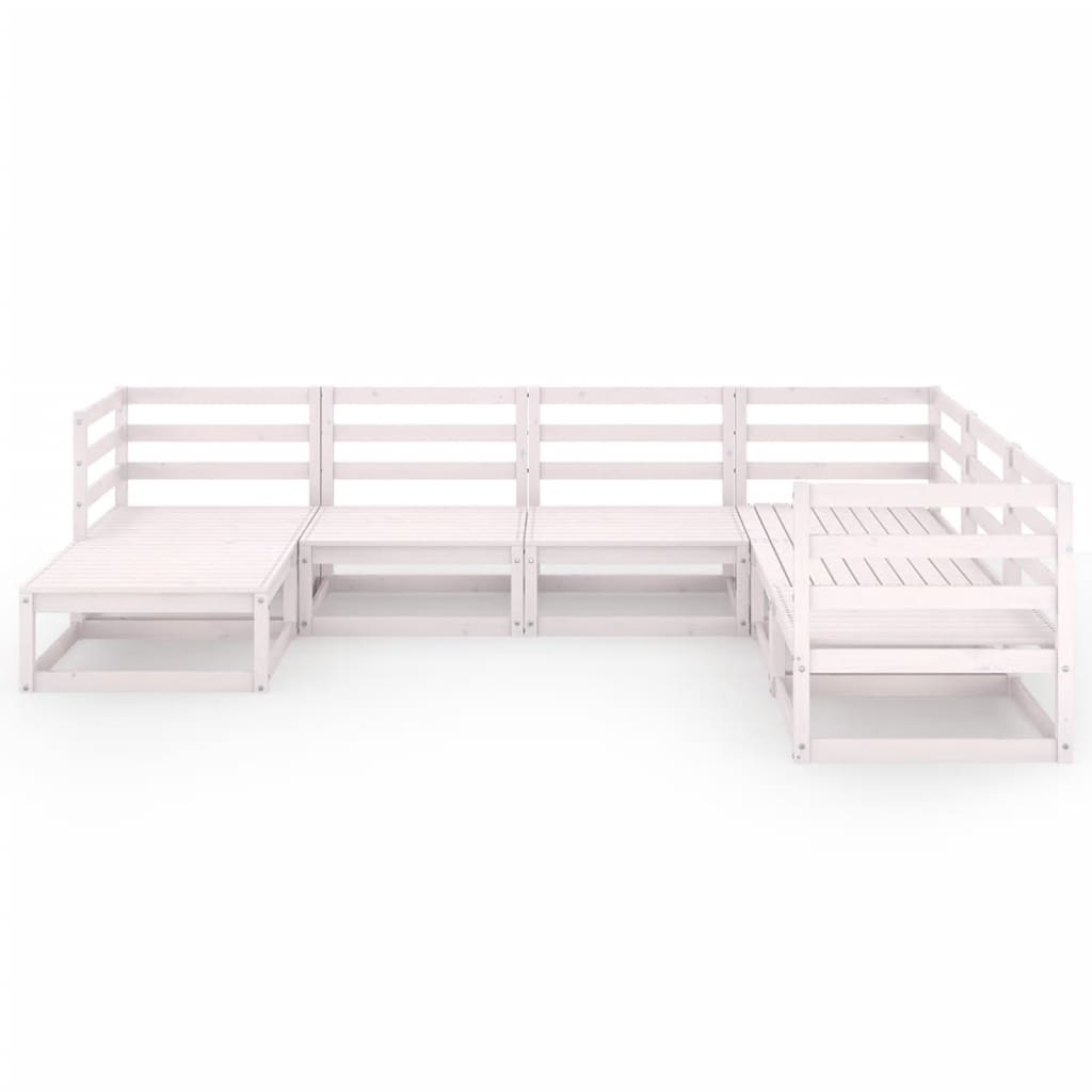 vidaXL 7-tlg. Garten-Lounge-Set Weiß Kiefer Massivholz