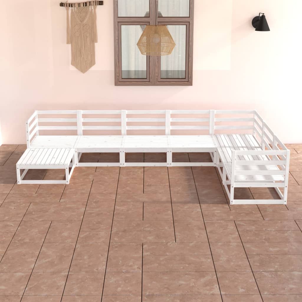 vidaXL 7-tlg. Garten-Lounge-Set Weiß Kiefer Massivholz