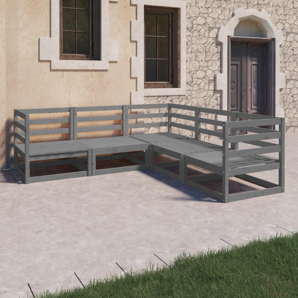 vidaXL 5-tlg. Garten-Lounge-Set Weiß Kiefer Massivholz