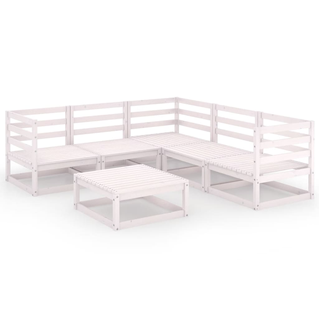 vidaXL 6-tlg. Garten-Lounge-Set Weiß Kiefer Massivholz