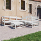 vidaXL 6-tlg. Garten-Lounge-Set Weiß Kiefer Massivholz