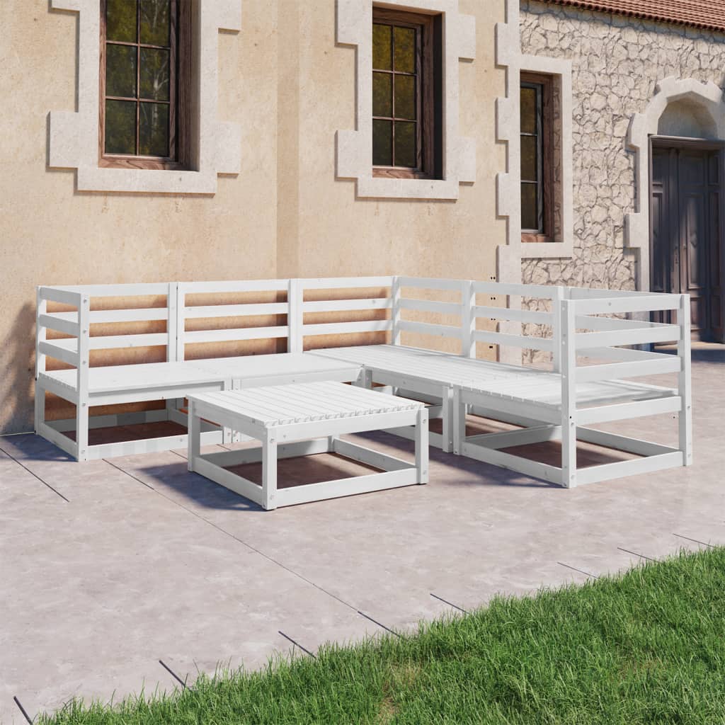 vidaXL 6-tlg. Garten-Lounge-Set Weiß Kiefer Massivholz