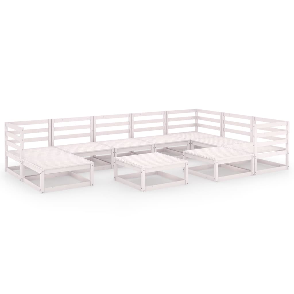 vidaXL 10-tlg. Garten-Lounge-Set Weiß Kiefer Massivholz
