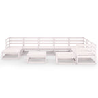 vidaXL 10-tlg. Garten-Lounge-Set Weiß Kiefer Massivholz