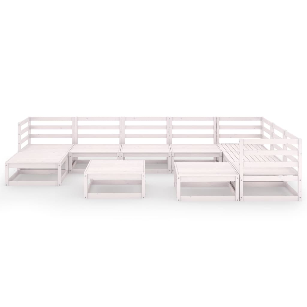 vidaXL 10-tlg. Garten-Lounge-Set Weiß Kiefer Massivholz