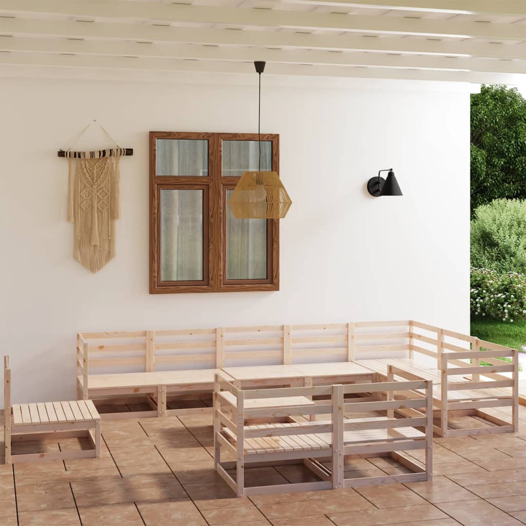 vidaXL 11-tlg. Garten-Lounge-Set Massivholz Kiefer