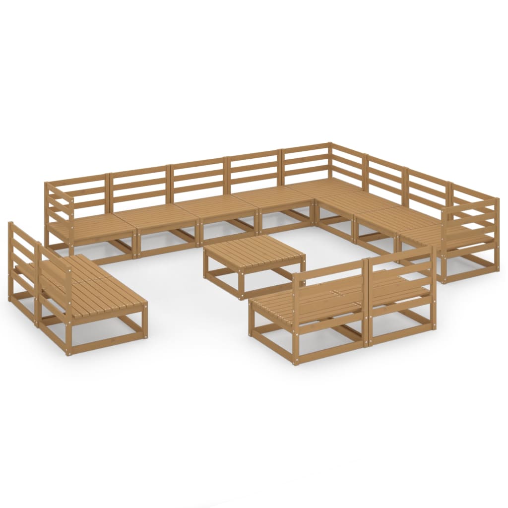 vidaXL 13-tlg. Garten-Lounge-Set Honigbraun Massivholz Kiefer
