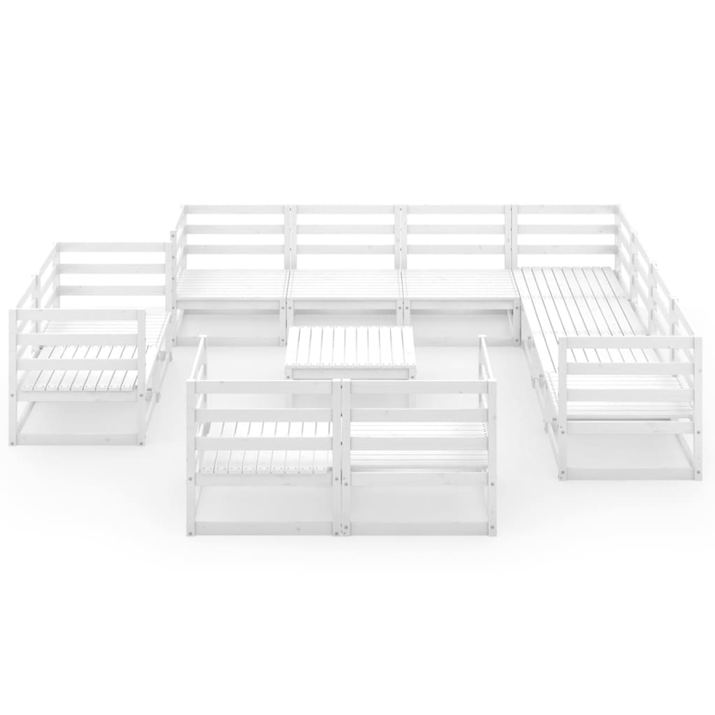 vidaXL 12-tlg. Garten-Lounge-Set Weiß Kiefer Massivholz
