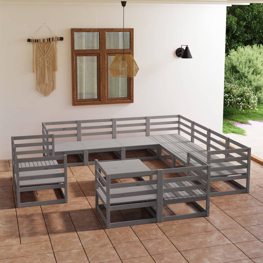 vidaXL 12-tlg. Garten-Lounge-Set Weiß Kiefer Massivholz