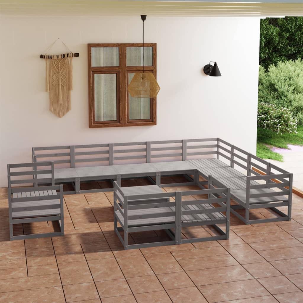 vidaXL 13-tlg. Garten-Lounge-Set Weiß Kiefer Massivholz