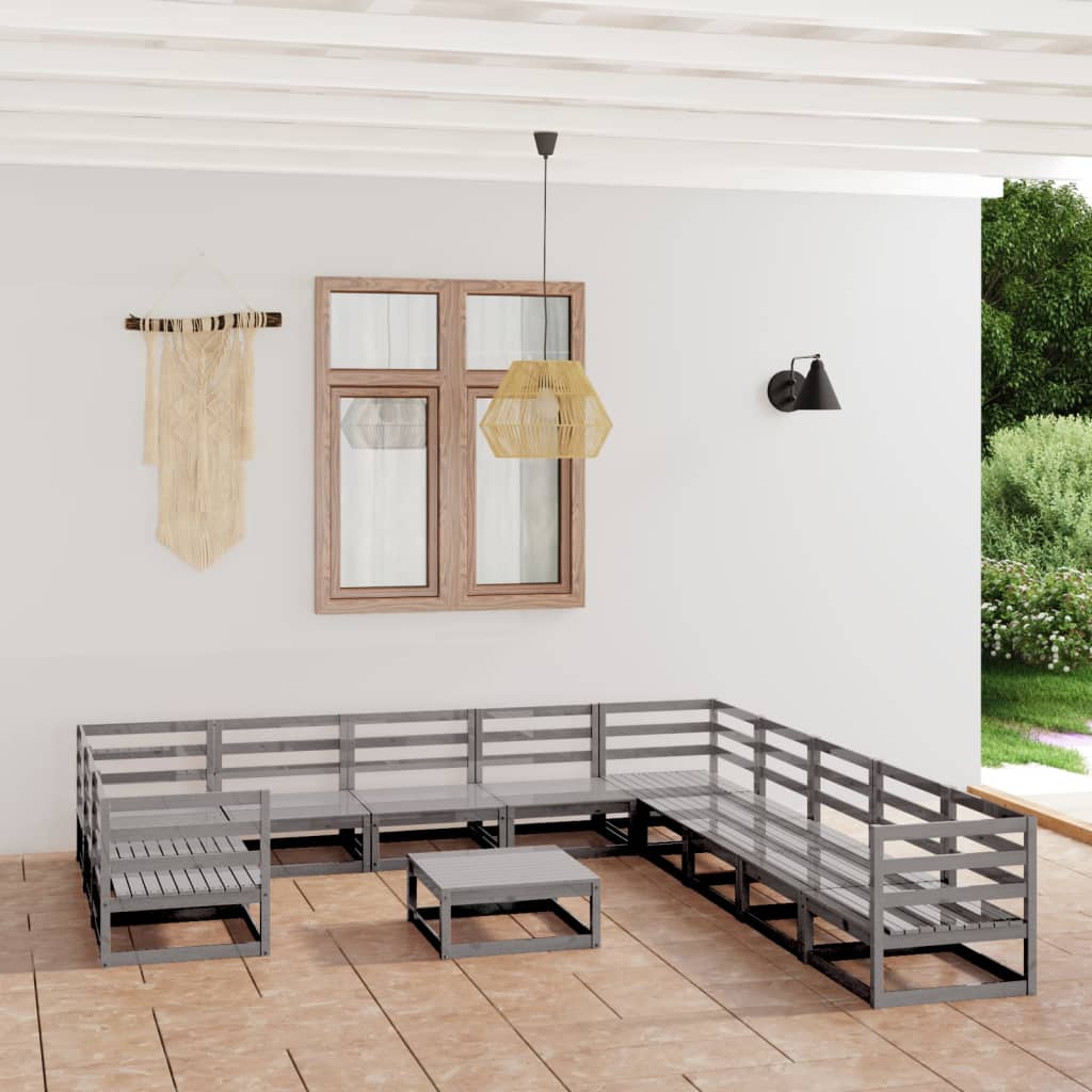 vidaXL 12-tlg. Garten-Lounge-Set Massivholz Kiefer