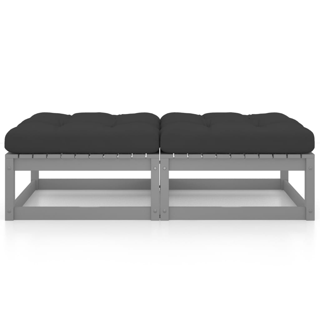 vidaXL Gartenhocker mit Kissen 2 Stk. Massivholz Kiefer