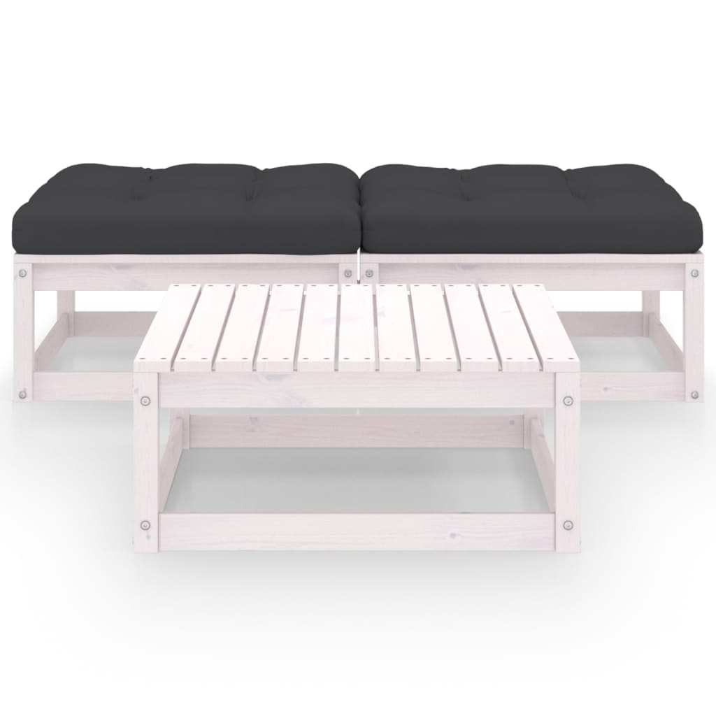 vidaXL 3-tlg. Garten-Lounge-Set mit Kissen Massivholz Kiefer