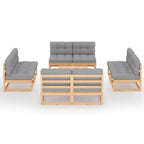 vidaXL 9-tlg. Garten-Lounge-Set mit Kissen Kiefer Massivholz