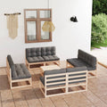 vidaXL 9-tlg. Garten-Lounge-Set mit Kissen Kiefer Massivholz