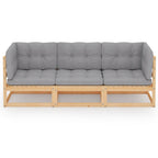 vidaXL 3-Sitzer-Gartensofa mit Kissen Kiefer Massivholz