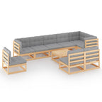 vidaXL 10-tlg. Garten-Lounge-Set mit Kissen Massivholz Kiefer