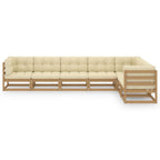 vidaXL 7-tlg Garten-Lounge-Set mit Kissen Honigbraun Massivholz Kiefer