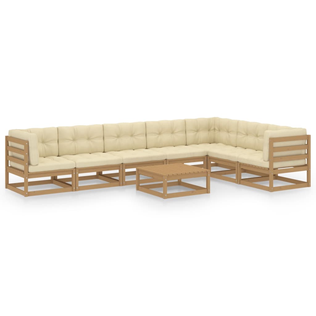 vidaXL 8-tlg Garten-Lounge-Set mit Kissen Honigbraun Massivholz Kiefer