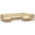 vidaXL 9-tlg Garten-Lounge-Set mit Kissen Honigbraun Massivholz Kiefer