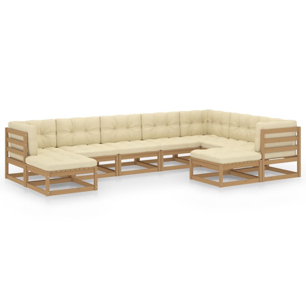vidaXL 9-tlg Garten-Lounge-Set mit Kissen Honigbraun Massivholz Kiefer