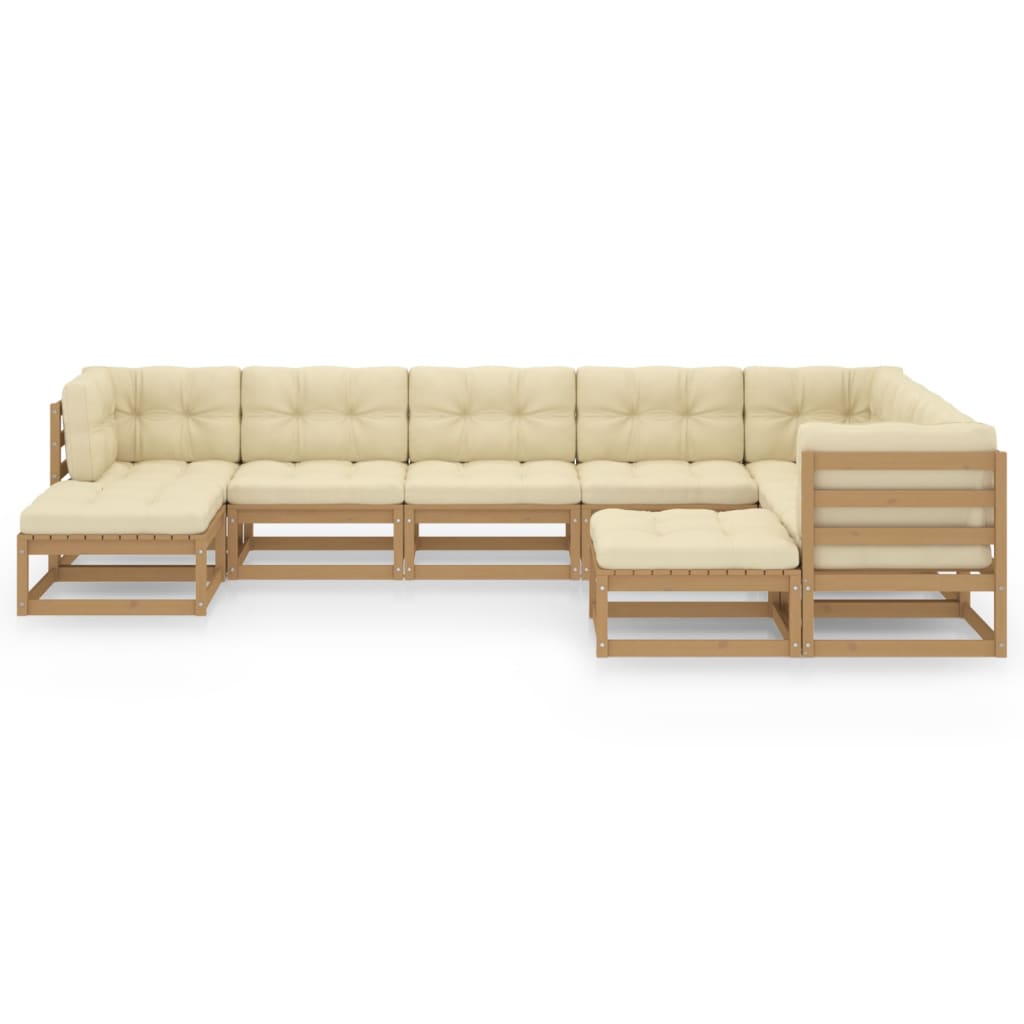 vidaXL 9-tlg Garten-Lounge-Set mit Kissen Honigbraun Massivholz Kiefer