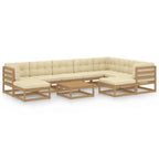 vidaXL 10-tlg. Garten-Lounge-Set mit Kissen Honigbraun Massivholz