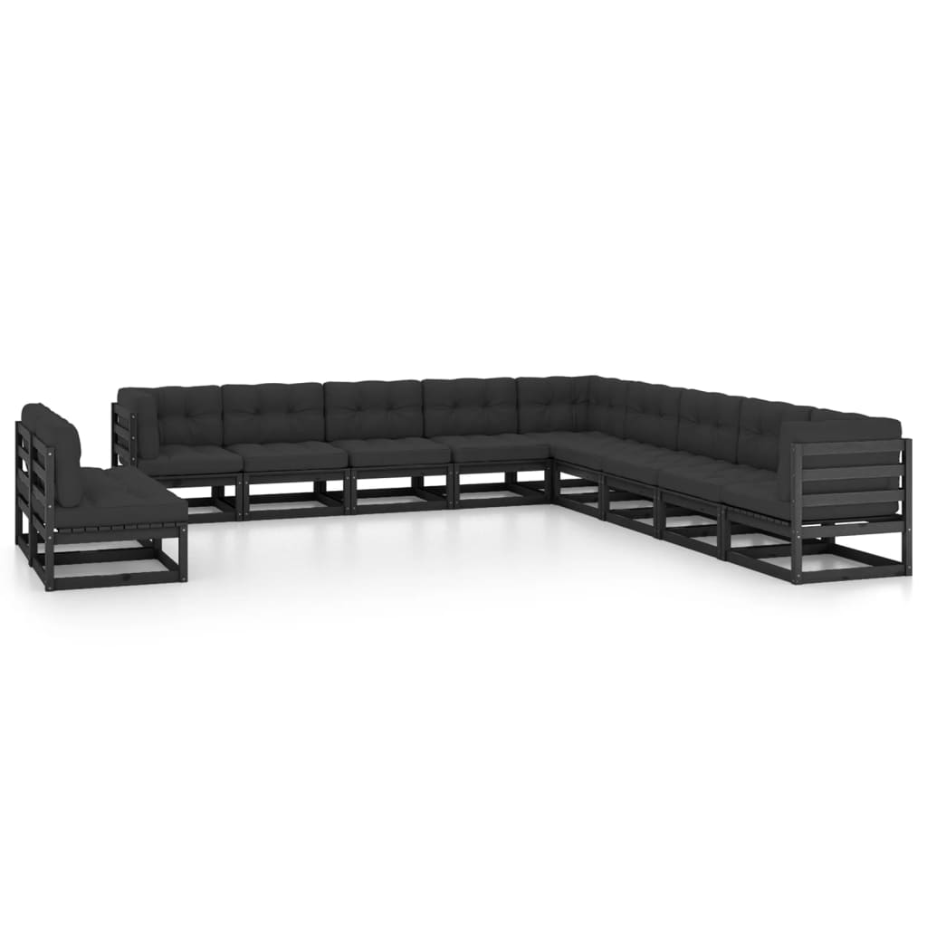 vidaXL 11-tlg. Garten-Lounge-Set mit Kissen Kiefer Massivholz