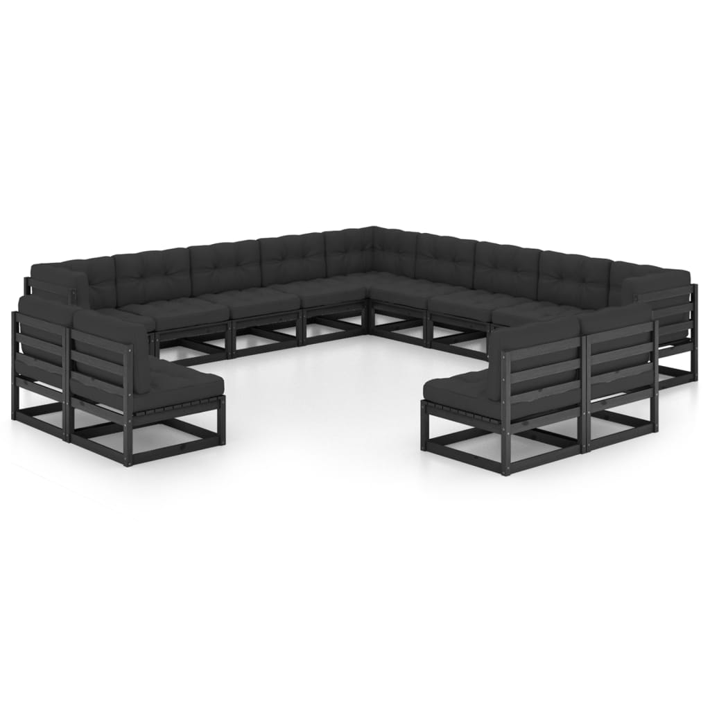 vidaXL 13-tlg. Garten-Lounge-Set mit Kissen Massivholz Kiefer