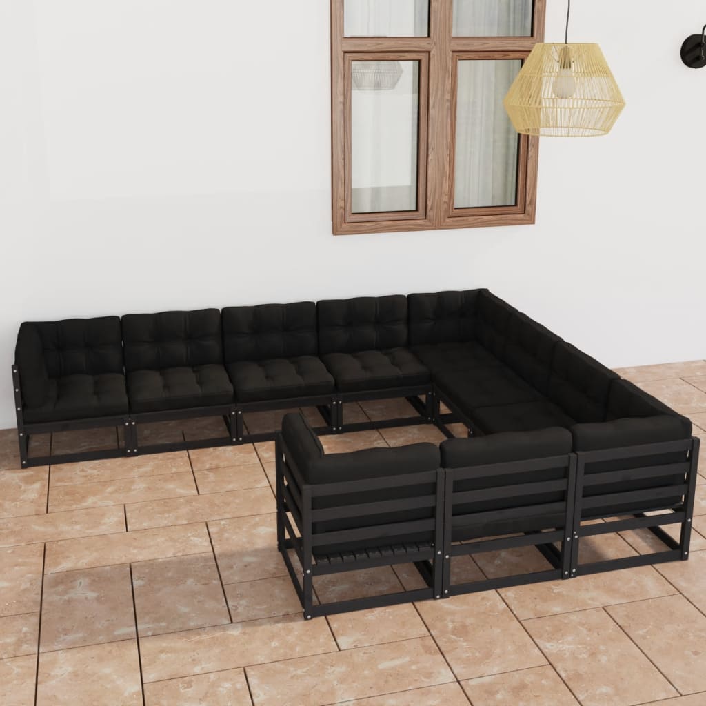 vidaXL 10-tlg. Garten-Lounge-Set mit Kissen Massivholz Kiefer