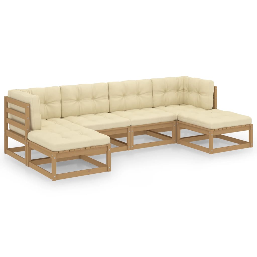 vidaXL 6-tlg Garten-Lounge-Set mit Kissen Honigbraun Massivholz Kiefer
