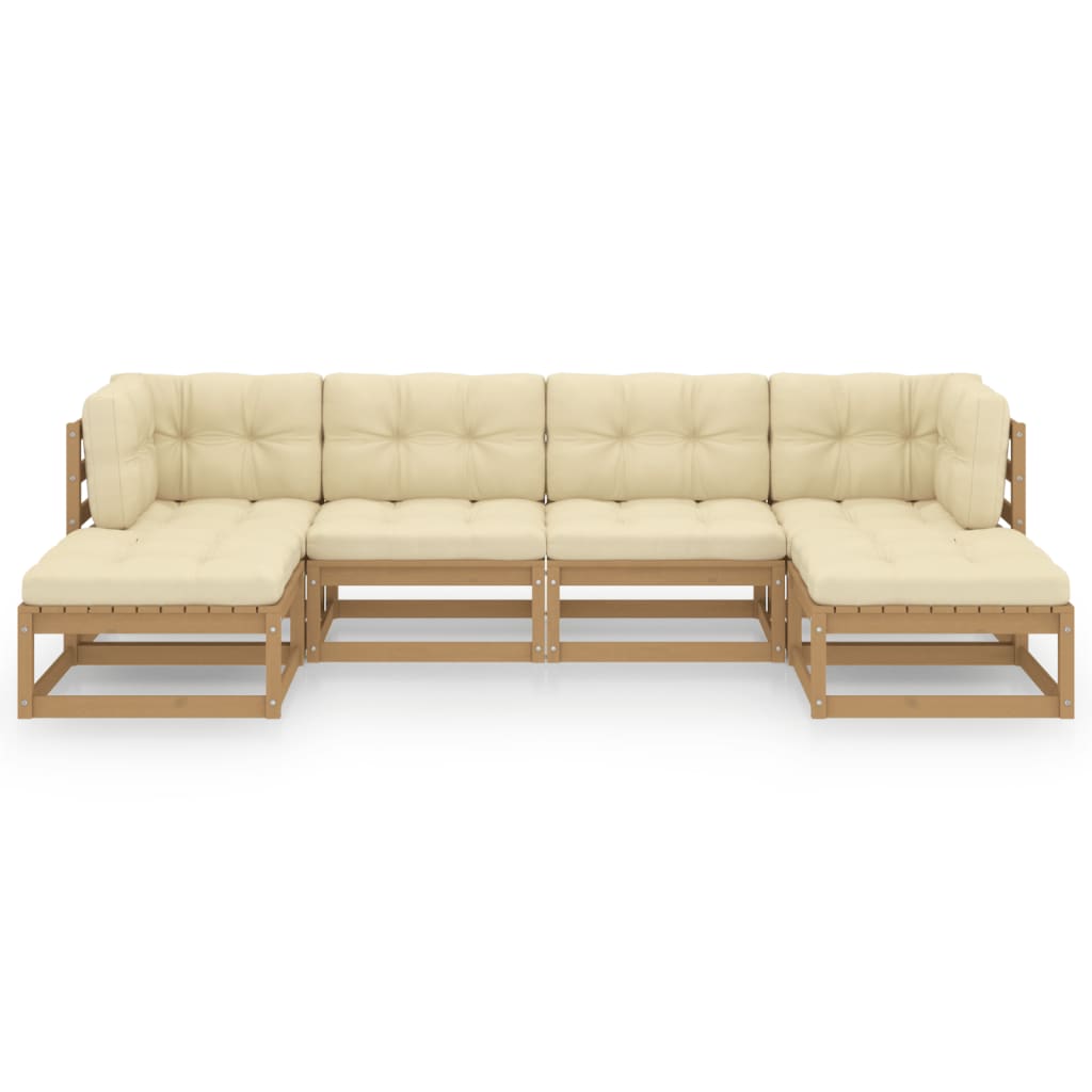 vidaXL 6-tlg Garten-Lounge-Set mit Kissen Honigbraun Massivholz Kiefer
