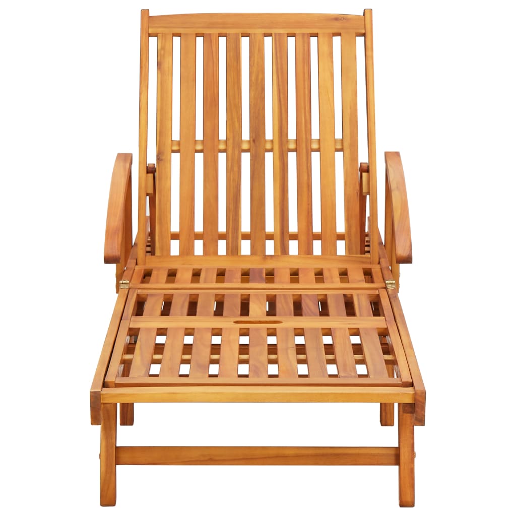 vidaXL Sonnenliegen 2 Stk. mit Tisch und Auflagen Massivholz Akazie