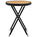 vidaXL Beistelltisch Schwarz 60 cm Poly Rattan und Massivholz Akazie