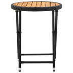 vidaXL Beistelltisch Schwarz 60 cm Poly Rattan und Massivholz Akazie