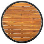 vidaXL Beistelltisch Schwarz 60 cm Poly Rattan und Massivholz Akazie