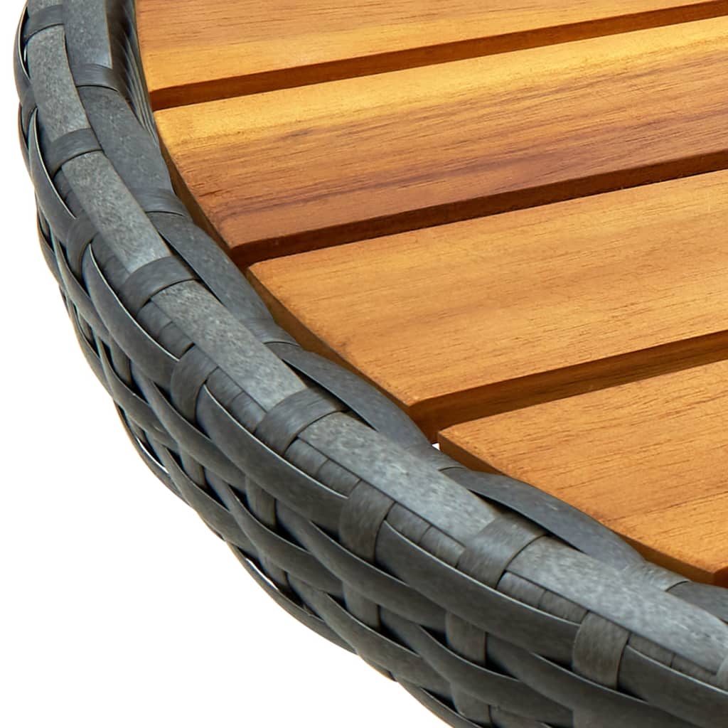 vidaXL Beistelltisch Grau 60 cm Poly Rattan und Akazie Massivholz