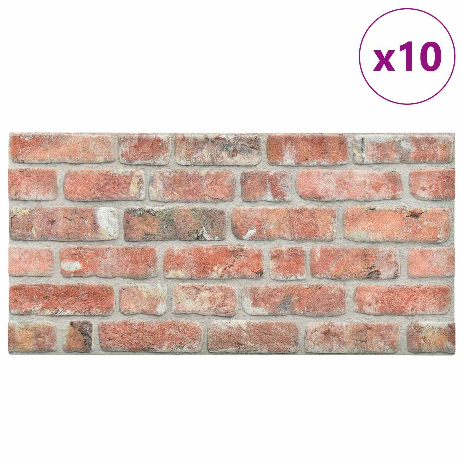 vidaXL Wandpaneele 10 pcs Rot 100 x 50 cm EPS-Schaum