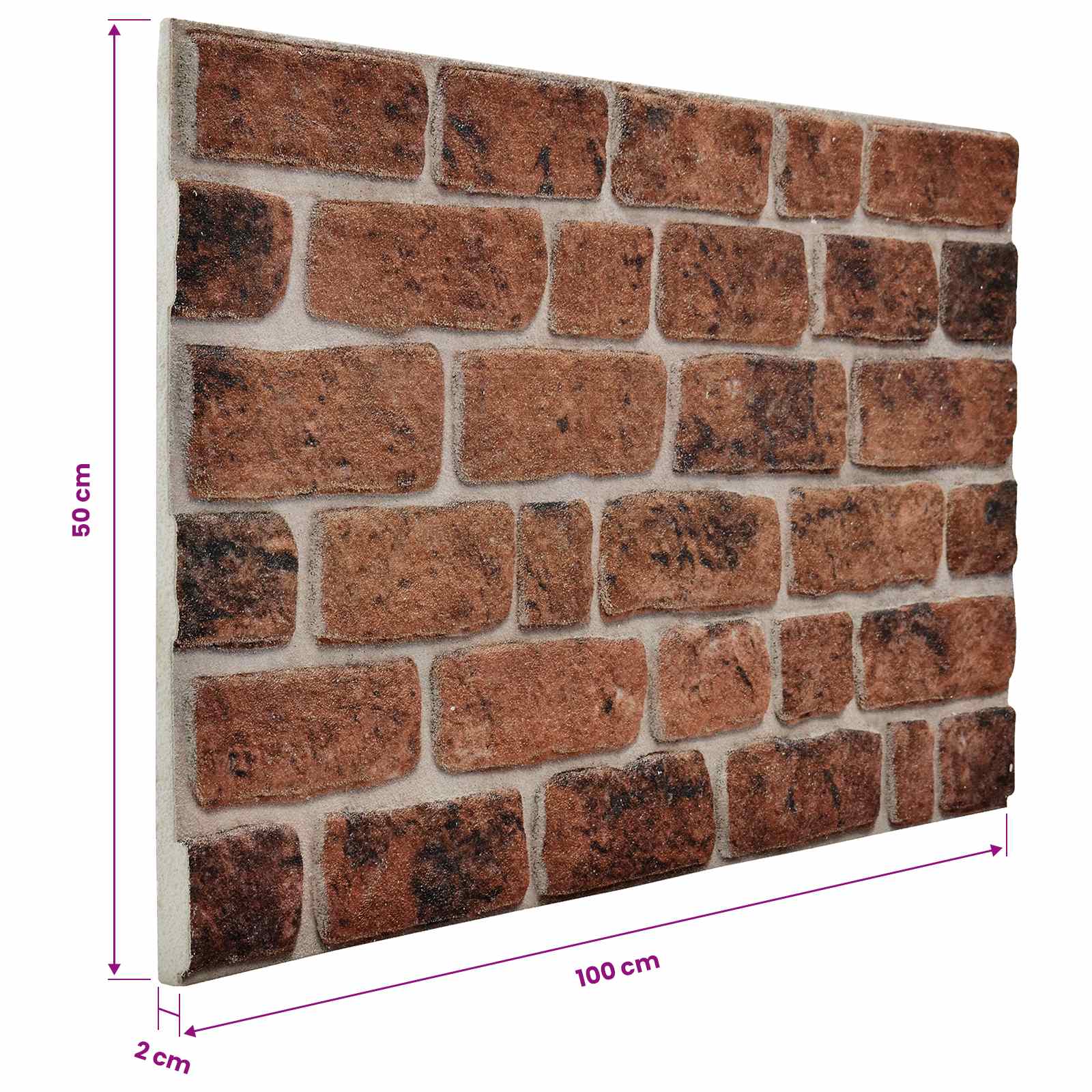 vidaXL Wandpaneele 10 pcs Braunes Ziegel 100 x 50 cm EPS-Schaum
