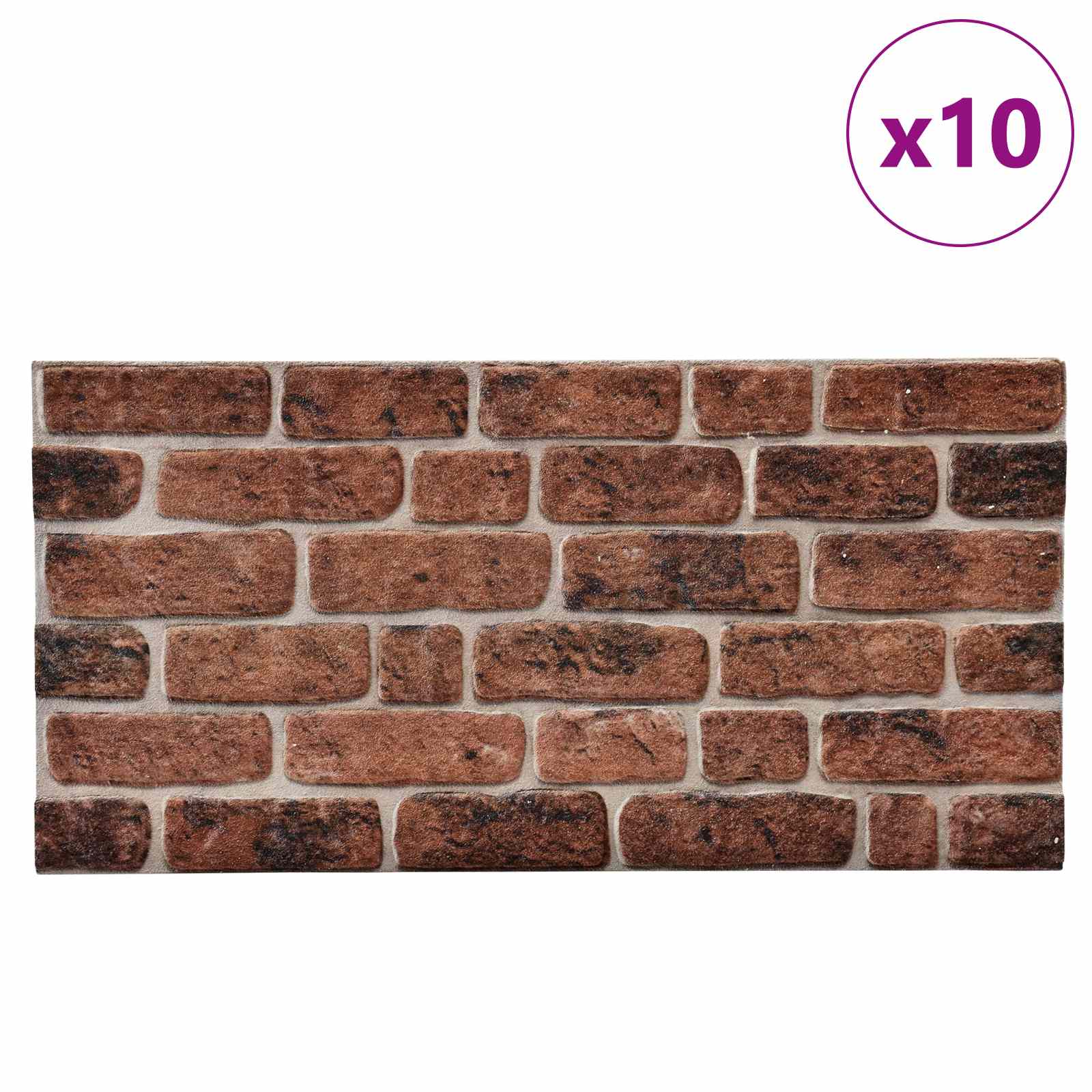 vidaXL Wandpaneele 10 pcs Braunes Ziegel 100 x 50 cm EPS-Schaum