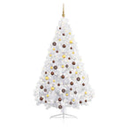 vidaXL Künstlicher Halb-Weihnachtsbaum Beleuchtung Kugeln Weiß