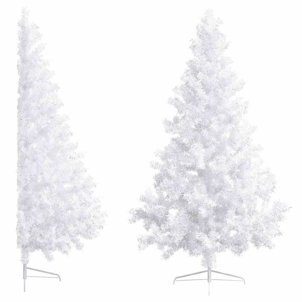 vidaXL Künstlicher Halb-Weihnachtsbaum Beleuchtung Kugeln Weiß