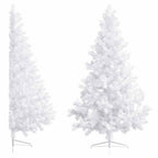 vidaXL Künstlicher Halb-Weihnachtsbaum Beleuchtung Kugeln Weiß