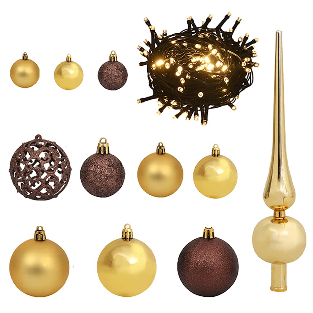 vidaXL Künstlicher Halb-Weihnachtsbaum Beleuchtung Kugeln Weiß