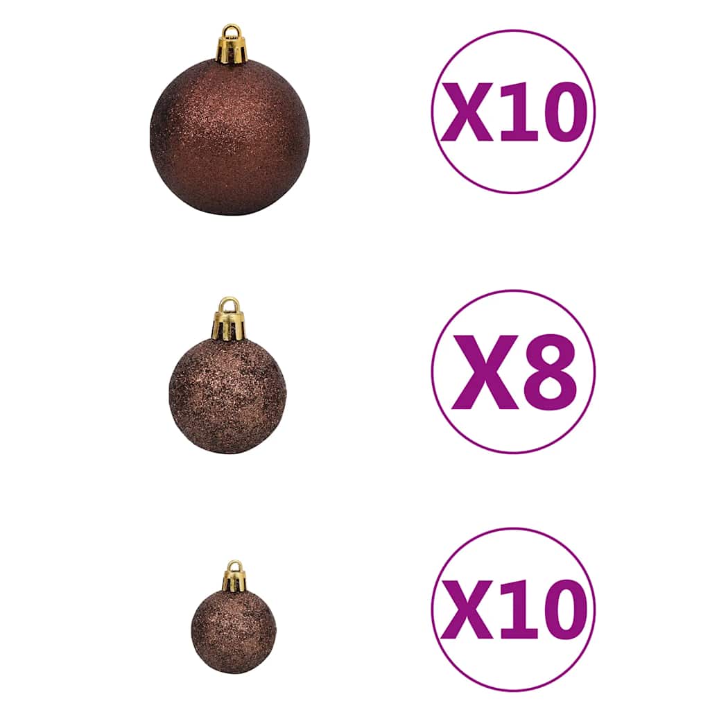 vidaXL Künstlicher Halb-Weihnachtsbaum Beleuchtung Kugeln Weiß