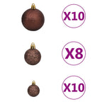 vidaXL Künstlicher Halb-Weihnachtsbaum Beleuchtung Kugeln Weiß
