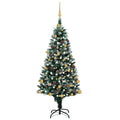 vidaXL Künstlicher Weihnachtsbaum mit LEDs Kugeln Zapfen 150 cm