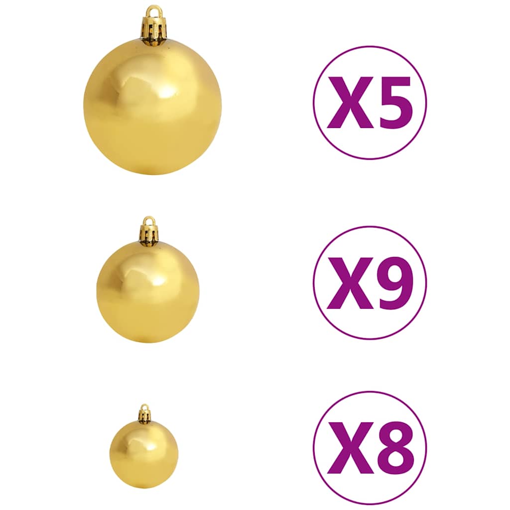 vidaXL Künstlicher Weihnachtsbaum mit LEDs Kugeln Zapfen 150 cm