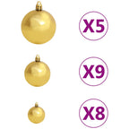 vidaXL Künstlicher Weihnachtsbaum mit LEDs Kugeln Zapfen 150 cm
