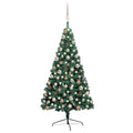 vidaXL Künstlicher Halb-Weihnachtsbaum Beleuchtung Kugeln Weiß